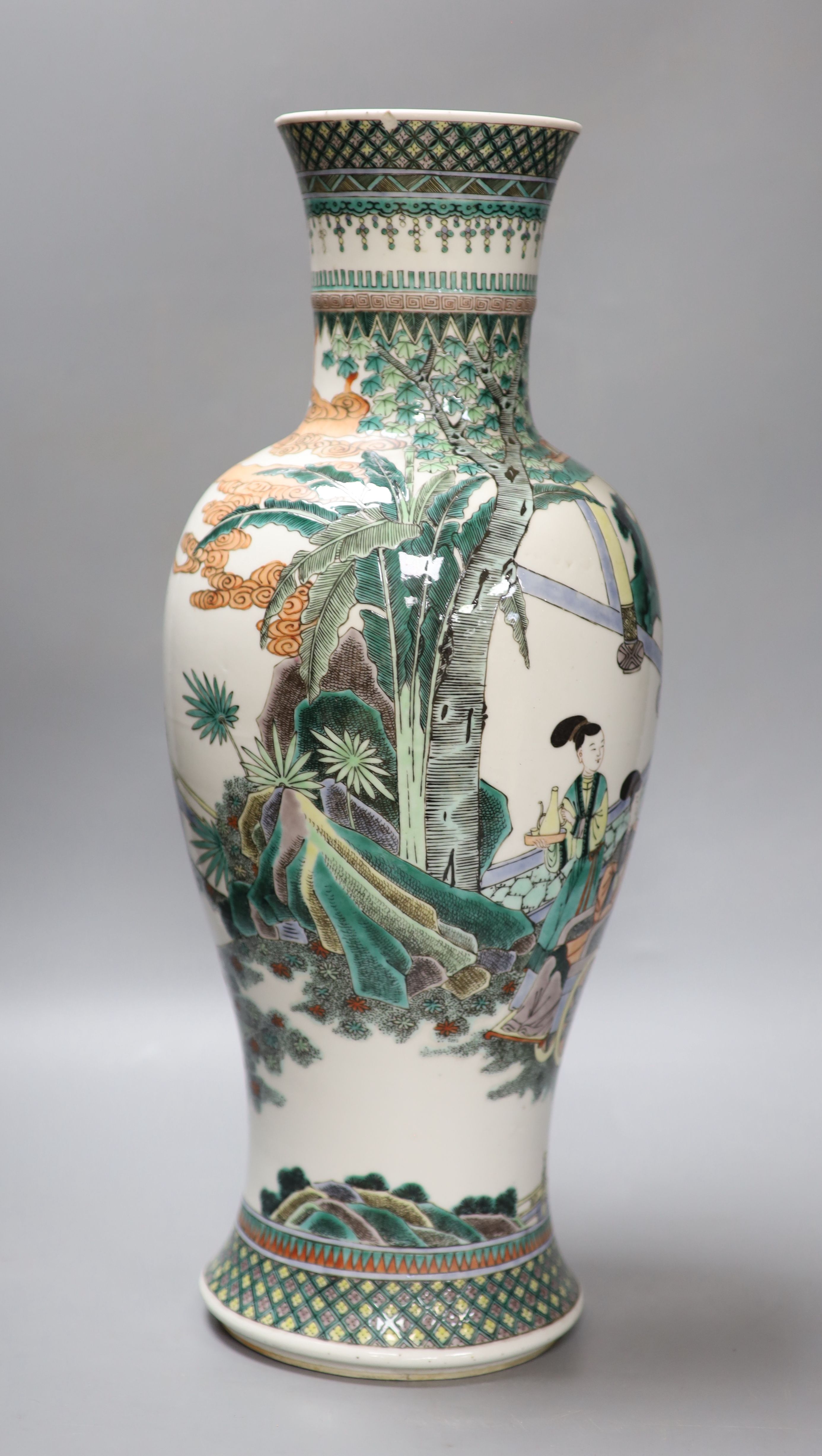 A 19th century Chinese famille verte baluster vase, height 47cm